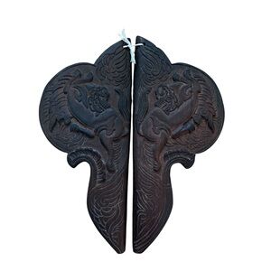 Set of 2 vintage/antique Chinese hand carved decorative wood panels